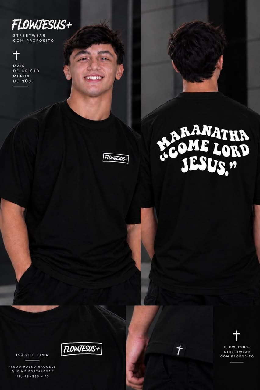 Isaque com camiseta e mensagem da FlowJesus