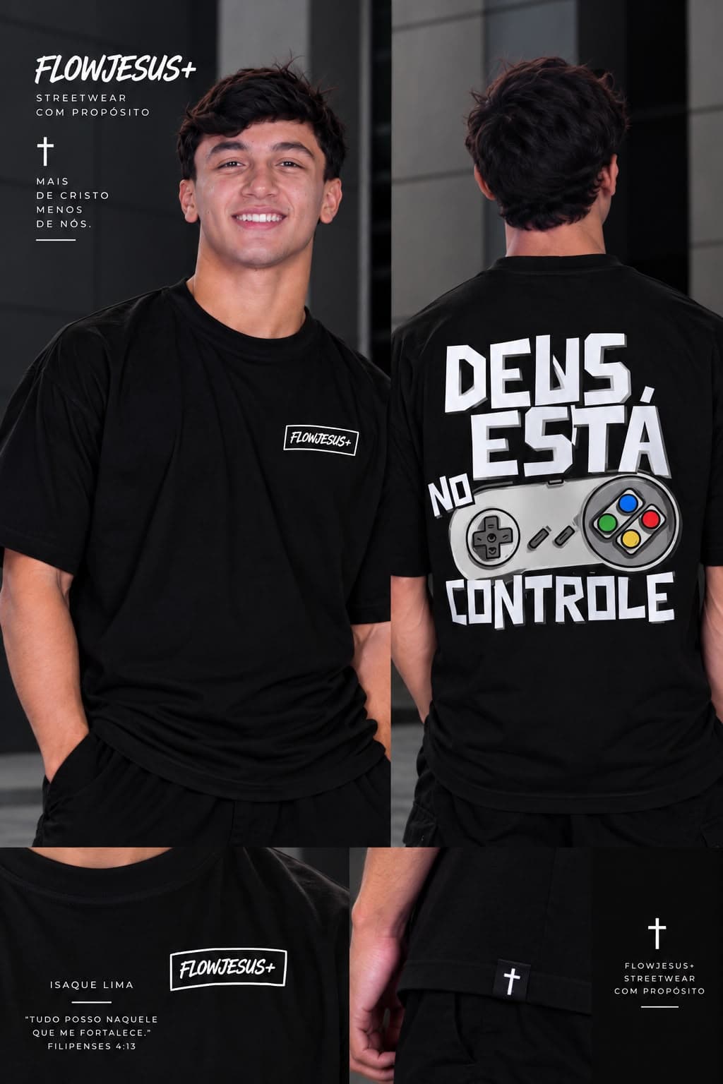 Deus Está no Controle — estampa, Preto