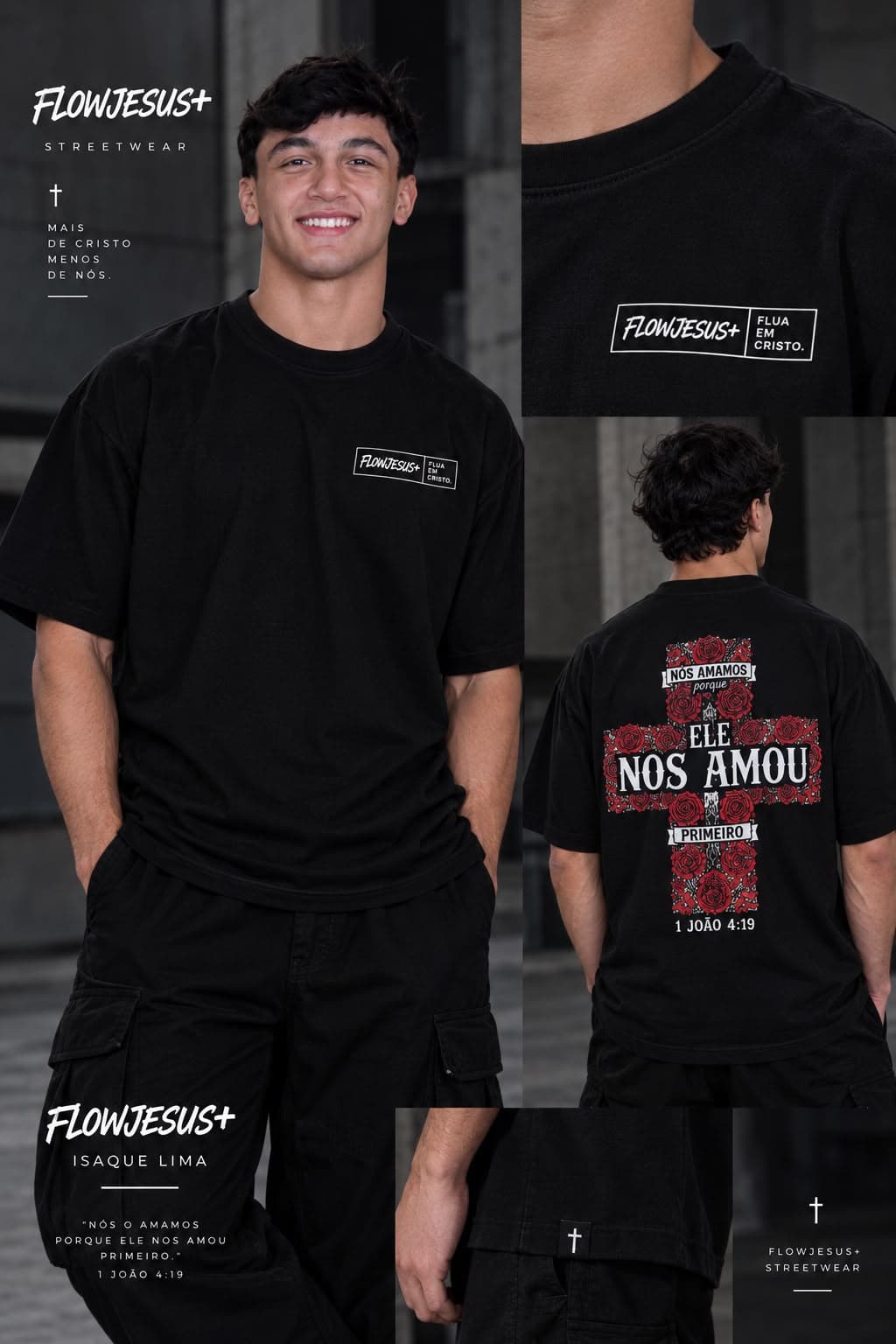 Ele Nos Amou Primeiro — estampa, Preto