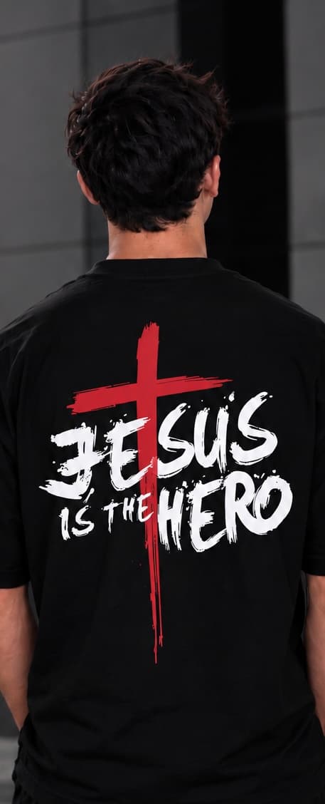 Jesus é o Herói — estampa, Preto