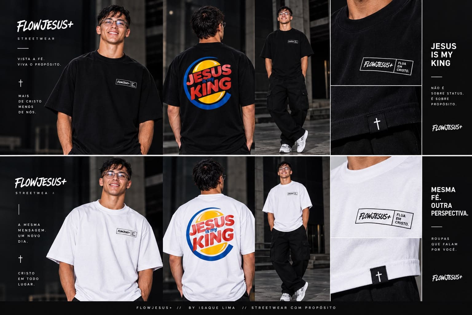 Jesus Is My King — estampa, Preto